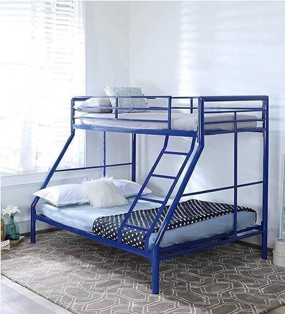 A R Creation Shop Twin Metal Bunk Cot Bed (Bottom) + Single (Top) - Frame Only Metal Bunk Bed