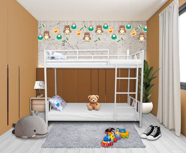 EGAAS ®™|Zeta Twin Bunk Bed for Junior/Adult with Guard Rail, Space-Saving,Noise Free Metal Bunk Bed