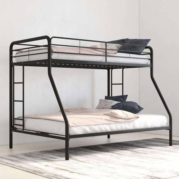 A R Creation Shop Bunk Bed for Junior, Twin Over Full Size Beds with Sturdy Guard Rail Metal Bunk Bed