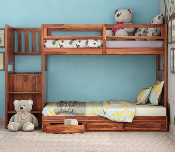mewar furniture Solid Sheesham Wood Bunk Bed For Kids Room | Solid Wood Bunk Bed