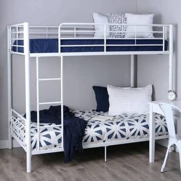 A R Creation Shop Home & Garden Swing Metal Bunk Bed Twin Over Twin Heavy Duty Bed Frame (White) Metal Bunk Bed