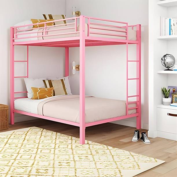 KTG Handicraft Twin Metal Bunk Cot Bed Single (Bottom) + Single (Top) - Frame Only Metal Bunk Bed