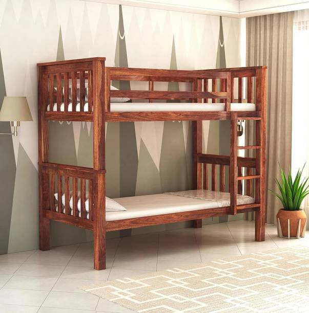 DITHA Furniture Solid Sheesham Wood Bunk Bed Without Storage For Kids Room. Solid Wood Bunk Bed