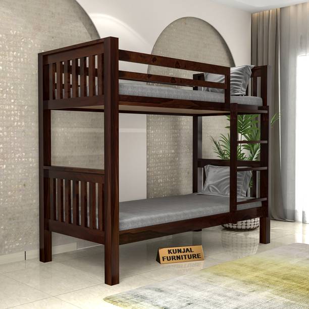 Kunjal Furniture Solid Sheesham Wood Bunk Bed With Two Bunks & Ladder For Kids Room | Solid Wood Bunk Bed