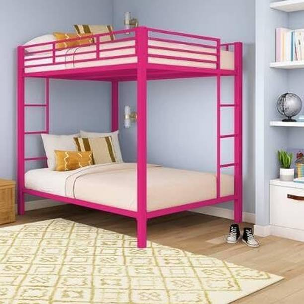 AvishWood Twin Bed for Junior/ Adults with Guard Rail, Metal Bunk Bed Metal Bunk Bed