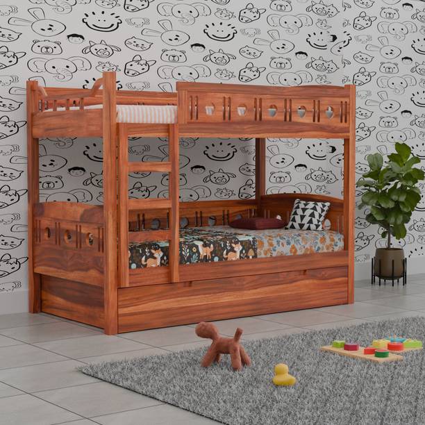 Flipkart Perfect Homes Kids Sheesham Wood Bunk Bed Wooden Double Bed Bed Furniture for Bedroom Solid Wood Bunk Bed