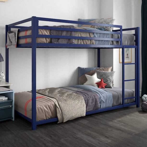Z H Handicrafts Twin Metal Bunk Bed, Kid's Bedroom, Space-Saving Design, Blue, Twin/Twin Metal Bunk Bed