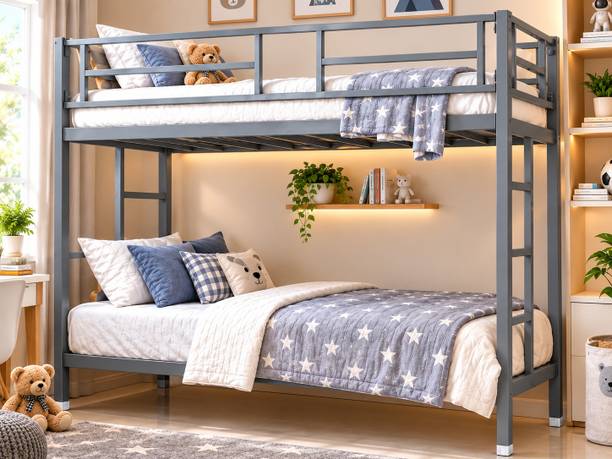 Navlaksh Twin Bed for Kids & Adults, Heavy Duty MS Square Frame, Space Saving Noise Free Metal Bunk Bed