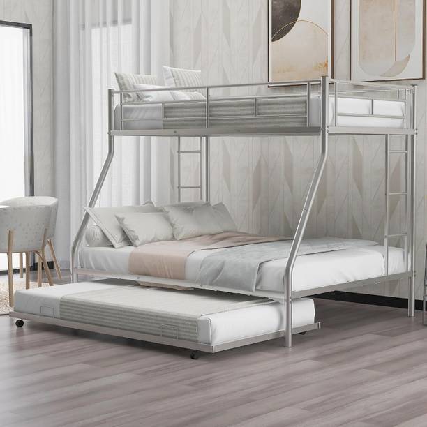 SUPRIVA Twin Over Full Metal Bunk Bed Heavy Duty Bed Frame with Safety Guard Rail Ladder Metal Bunk Bed