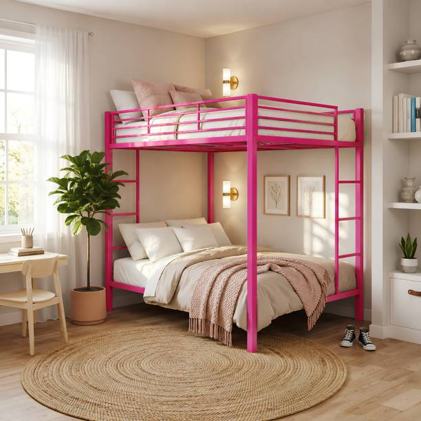 AARAMBH FURNITURE Vajra Metal Bunk Bed Single Over Single With Ladder For Adults Kids Hostel Metal Bunk Bed