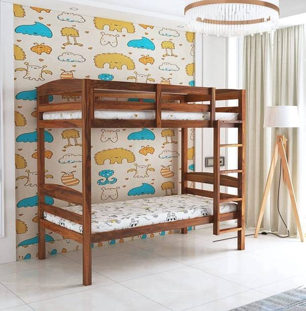 Ganpati Arts Wooden Katy Bunk Bed/Wooden Twin Over Bed with Ladder Without Storage Bed Solid Wood Bunk Bed