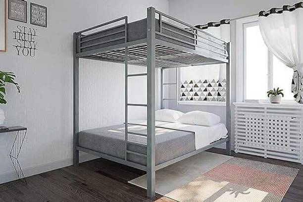 BhaviHandicraft Twin Over Full Bunk Bed Frame with Ladder, Metal Bed Frame Metal Bunk Bed