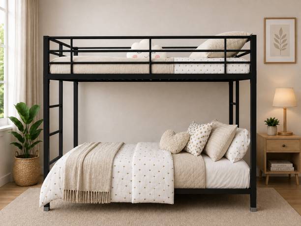 mandee's ®™|Sigma Twin Bunk Bed for Junior/Adult with Guard Rail, Space-Saving,Noise Free Metal Bunk Bed