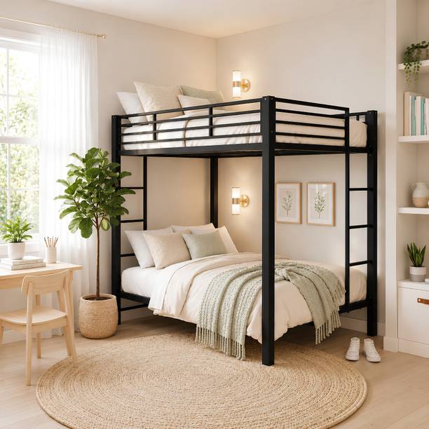 AARAMBH FURNITURE Heavy Duty Metal Bunk Bed For Kids Adults With Ladder Steel Double Decker Metal Bunk Bed