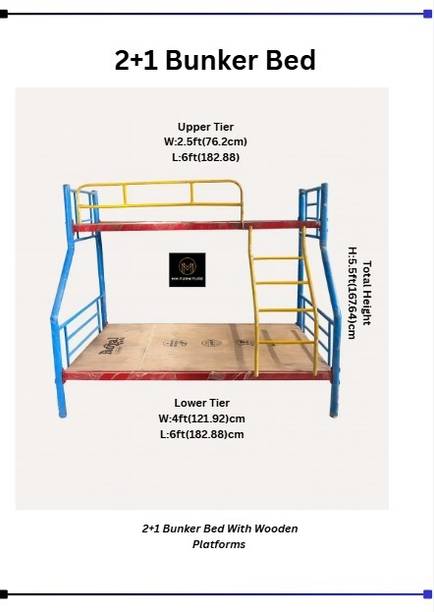 MM Furniture Twin-Over-Full Metal Bunk Bed with Ladder and Guardrails, Red Metal Bunk Bed