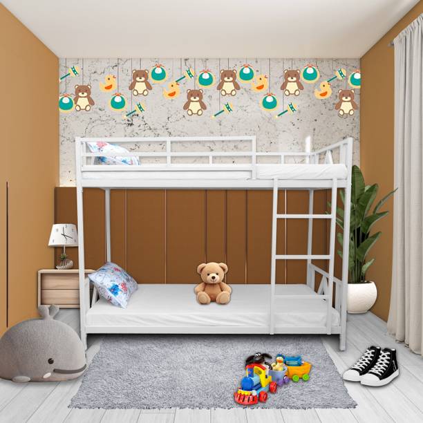Auxiliary ®™|Zeta Twin Bunk Bed for Junior/Adult with Guard Rail, Space-Saving,Noise Free Metal Bunk Bed