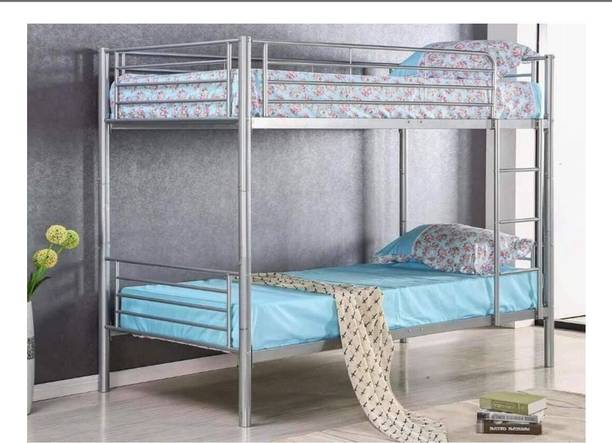 MARTINDECOR Bunk Metal Bed Size 3 X 6 Feet Load Capacity 300 Kg In Silver Colour Metal Bunk Bed