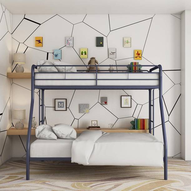 BhaviHandicraft Twin-Over-Full Bunk Powder Coated Bed With Metal Frame And Ladder Metal Bunk Bed