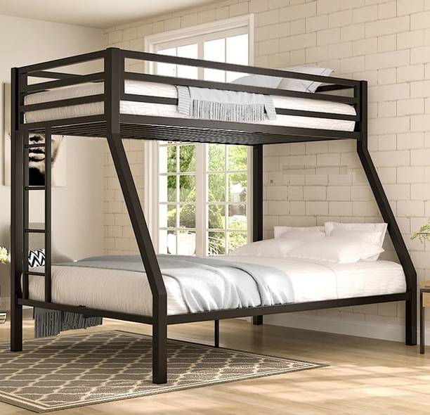 BhaviHandicraft Bunk Bed For Junior, Twin Over Full Size Beds With Sturdy Guard Rail Metal Bunk Bed