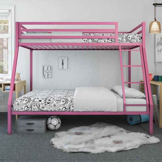 BhaviHandicraft Bunk Bed for Junior, Twin Over Full Size Beds with Removable Ladder Metal Bunk Bed