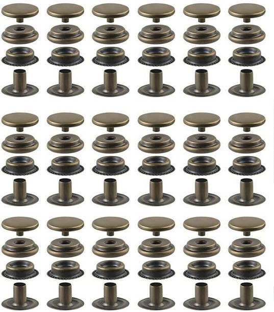 nts Antique Brass Snap Buttons S-Spring Socket Popper Fasteners(Pack of 50 Sets) Brass Buttons