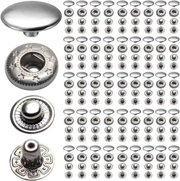 nts Nikel Snap Buttons S-Spring Socket Popper Fasteners(Pack of 50 Sets) Metal Buttons