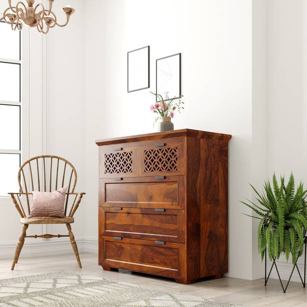 TRUE FURNITURE Rosewood (Sheesham) 2 Drawer Solid Wood Free Standing Chest of Drawers