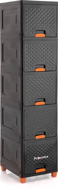 Praveka 5 Doors Multi-Purpos Storage Plastic Free Standing Cabinet