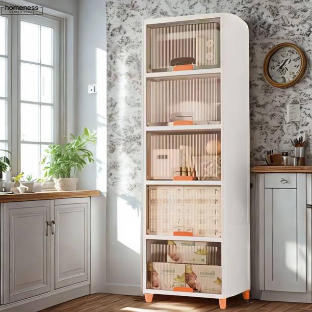 Homeness 5Pcs X-Large Storage Organizer 45X38X155 CM - Cupboard, Plastic Almirah,Wardrobe Plastic Free Standing Cabinet