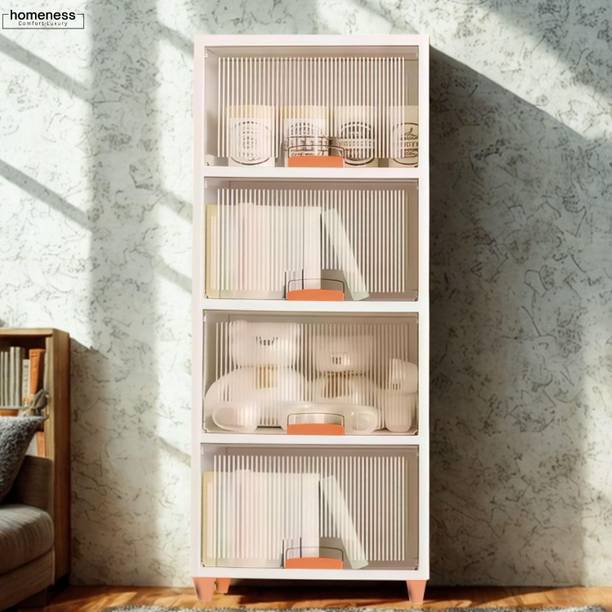 Homeness 4Pcs X-Large Storage Organizer 45X38X125 CM - Cupboard, Plastic Almirah,Wardrobe Plastic Free Standing Cabinet