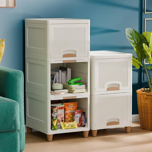 Velfree Plastic Wardrobe for Clothes 2+3 Layer Plastic Cupboard for Storage Plastic Free Standing Cabinet