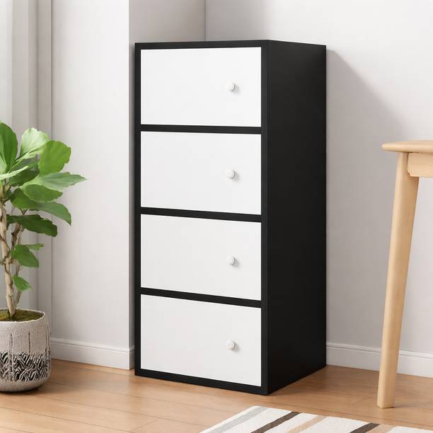 PYXBE 4 Drawer Storage Cabinet Wooden Drawer Chest for Bedroom,Living Room,Office Engineered Wood Free Standing Cabinet