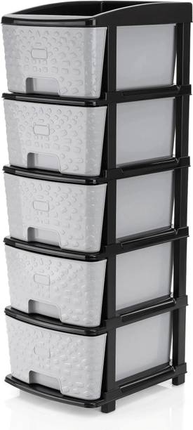 PALAK 5 Plastic Modular Transparent Drawer System for Home, Office, Hospital, Parlor Plastic Free Standing Chest of Drawers