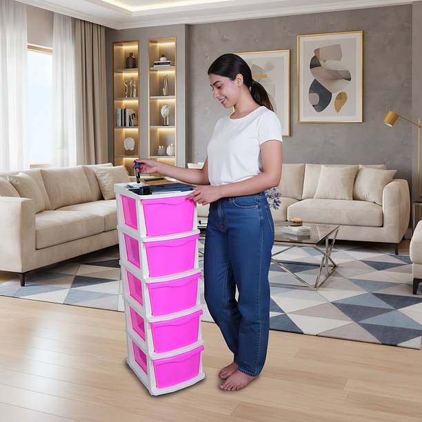 PARASNATH Boxo 5 Layer (Pink) Multi-Purpose Modular Dra...