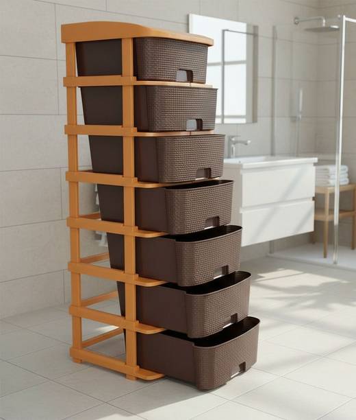 MAXTID Plastic Drawer Storage Organizer | Modular Kitchen & Cloth Organizer Plastic Free Standing Chest of Drawers