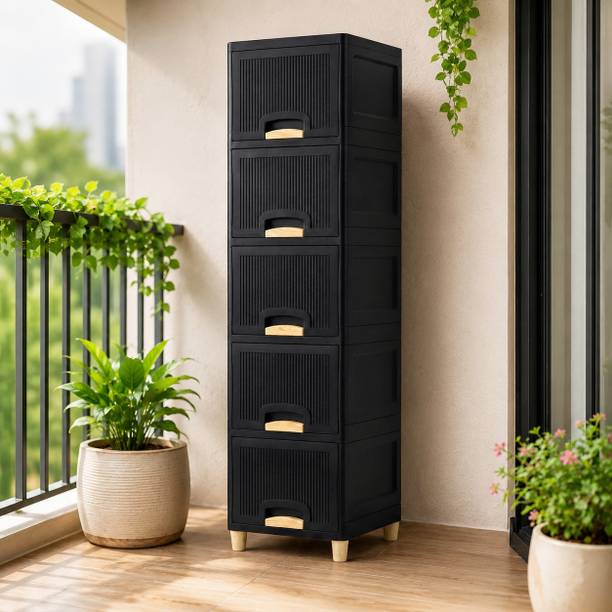 Viseman Multi Drawer Tall Cabinet for Living Room Accessories and Personal Items Plastic Crockery Cabinet