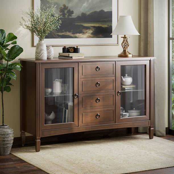 Wakefit Kumen - Dark Burma Teak Solid Wood Free Standing Sideboard