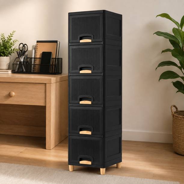 JAINPET Compact Living Room Storage Cabinet with Drawers for Organized Home Use Plastic Free Standing Sideboard