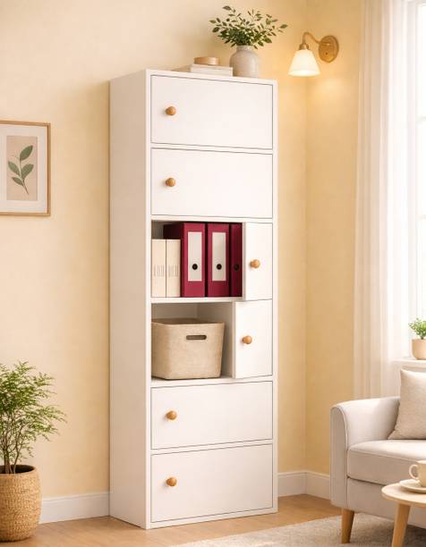 Sasimo 6 Layer Foldable Cabinet Engineered Wood Cupboard For Storage Modular Drawer Engineered Wood Free Standing Cabinet