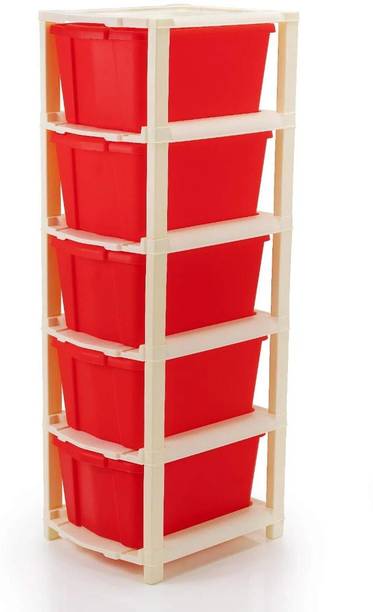 PALAK 5 Plastic Modular Drawer System for Home, Office, Hospital, Parlor, Doctors Plastic Free Standing Chest of Drawers