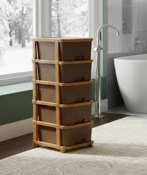 MAXTID Plastic Drawer Storage Organizer | Modular Kitchen & Cloth Organizer Plastic Free Standing Chest of Drawers