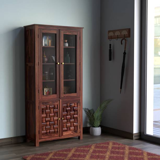 GF Furniture Wooden kitchen Crockary For home ,Living Room | Crockary Cabinet | Solid Wood Free Standing Cabinet