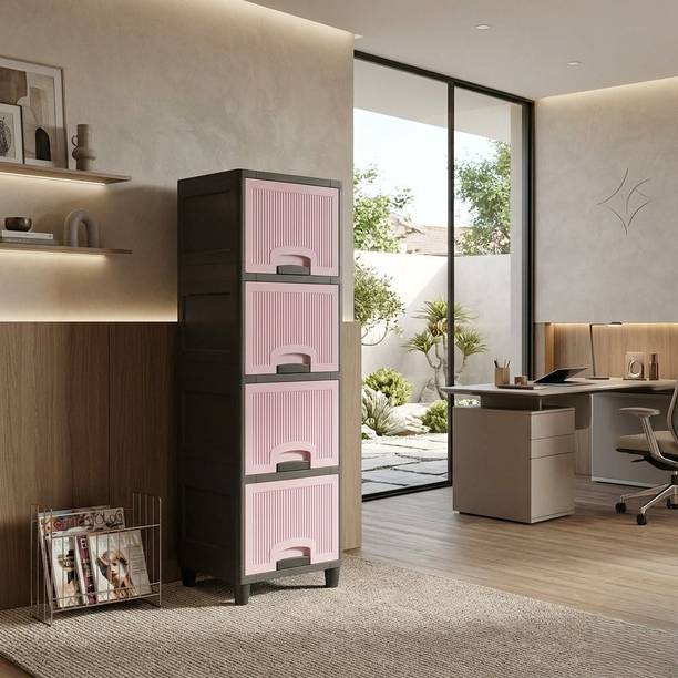MAXTID Multi Layer Cabinet Useful For Office,, Laundry Plastic Free Standing Cabinet