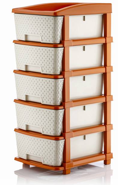 PALAK 5 Plastic Modular Transparent Drawer System for Home, Office, Hospital, Parlor Plastic Free Standing Chest of Drawers