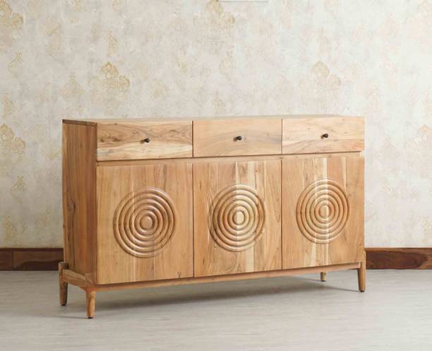 Woodefly Sideboard-3 door and 3 Drawer Solid Wood Free Standing Sideboard