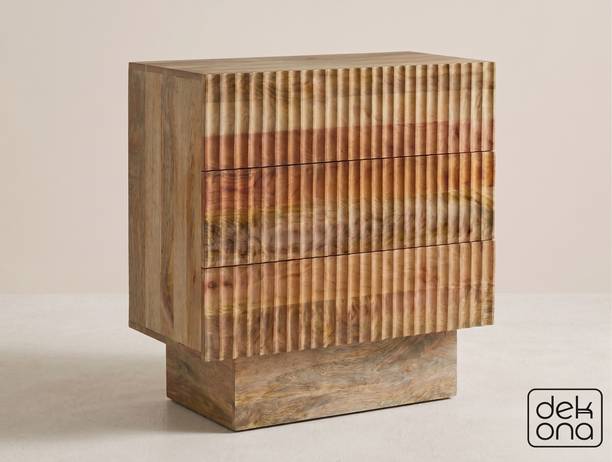 dekona dekona Lehar Chest of Drawers | Fluted Wood Dresser for Homes Solid Wood Free Standing Chest of Drawers