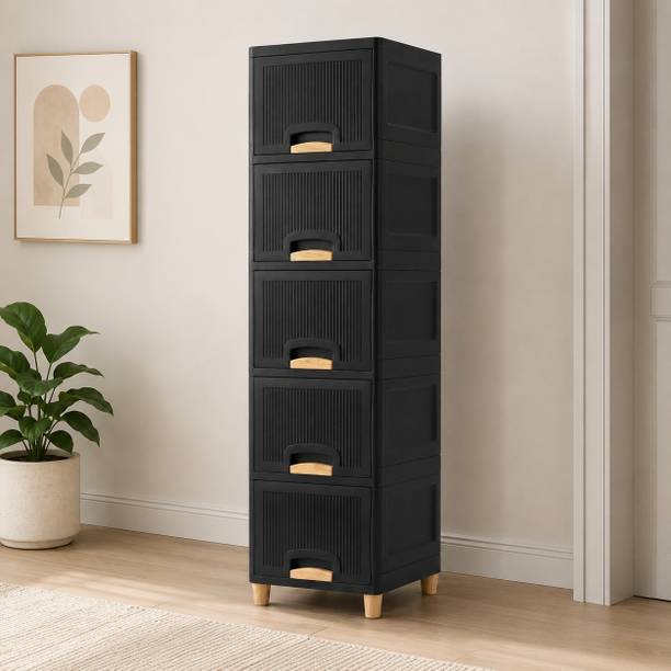 ZUDAZ Tall Drawer Organizer Cabinet for Home Decor, Accessories and Essentials Plastic Crockery Cabinet