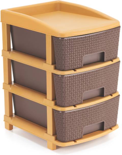 Vallaree 3 Layer Plastic Modular Storage Drawer Organizer Brown Plastic Free Standing Chest of Drawers