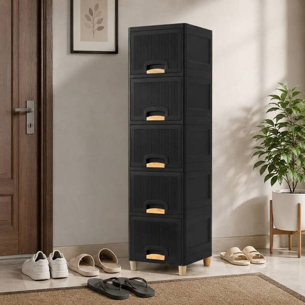 JAINPET Narrow Vertical Bathroom Organizer with Drawers for Smart Storage Plastic Free Standing Sideboard