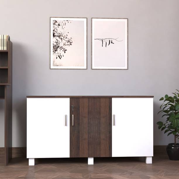 Qwqbuy 3 Door Multipurpose Cabinet Booksardrobe for Home Kitchen Office Engineered Wood Free Standing Cabinet